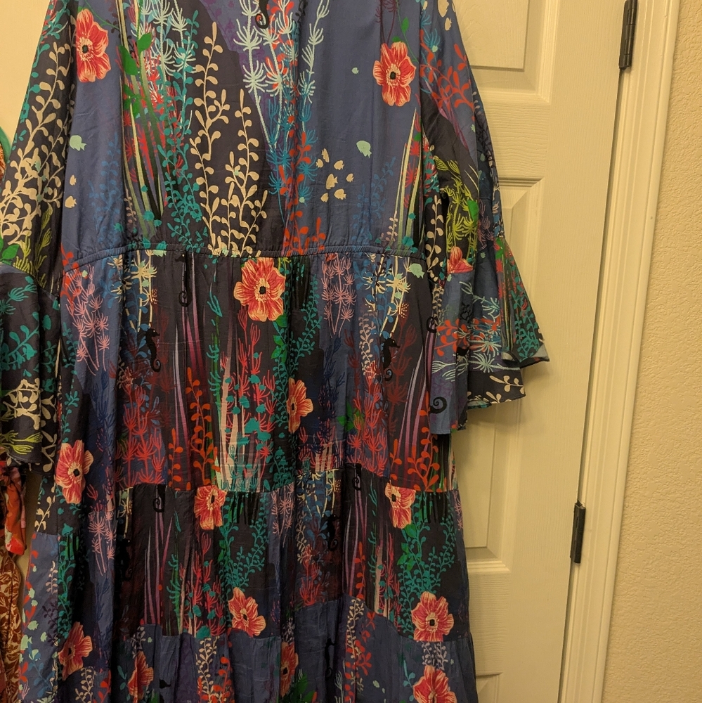 Soft Surroundings Multi Color Maxi Dress - Blue, Teal, Red, Green